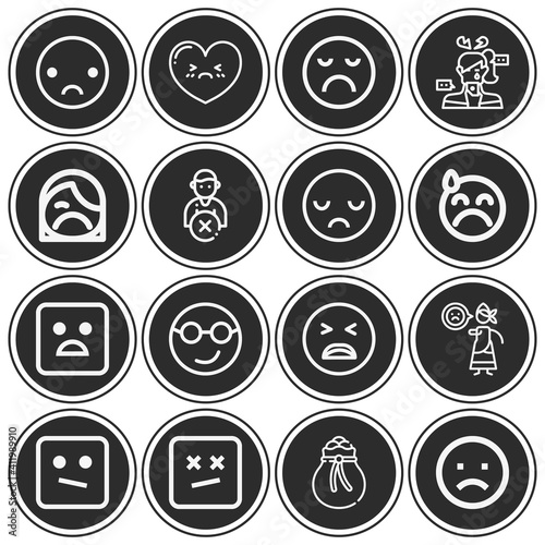 16 pack of miserable  lineal web icons set