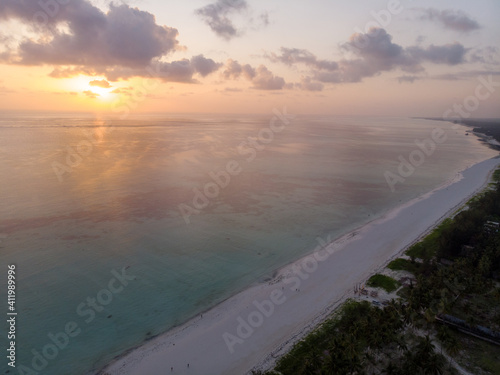 Sunrise colour sky and Indian Ocean water surface