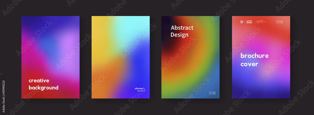 Set of colorful gradient backgrounds vector design. Modern abstract posters collection.