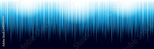 Banner with blue glowing striped lines technology. Horizontal blue background with vertical lines. Cover Design template for the headers, brochure, website, banner, catalog, poster, magazine. Vector 