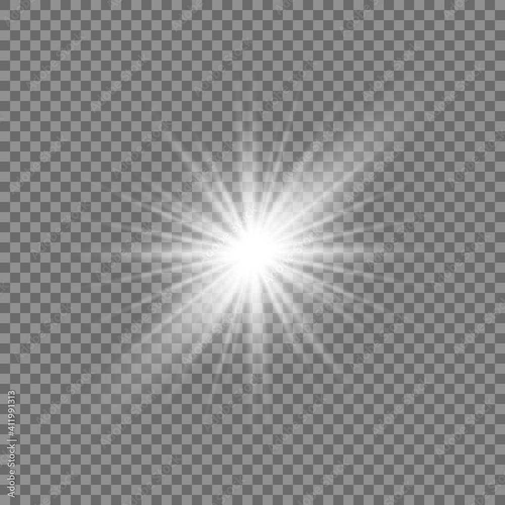 White beautiful light explodes with a transparent explosion. Vector, bright illustration for perfect effect with sparkles. Bright Star. Transparent shine of the gloss gradient, bright flash. White beautiful light explodes with a transparent explosion. Vector, bright illustration for perfect effect with sparkles. Bright Star. Transparent shine of the gloss gradient, bright flash.