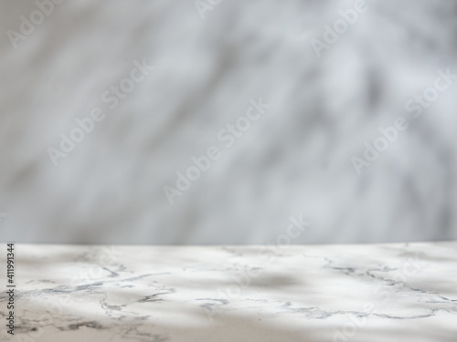 Marble table and wall with natural light and shadow