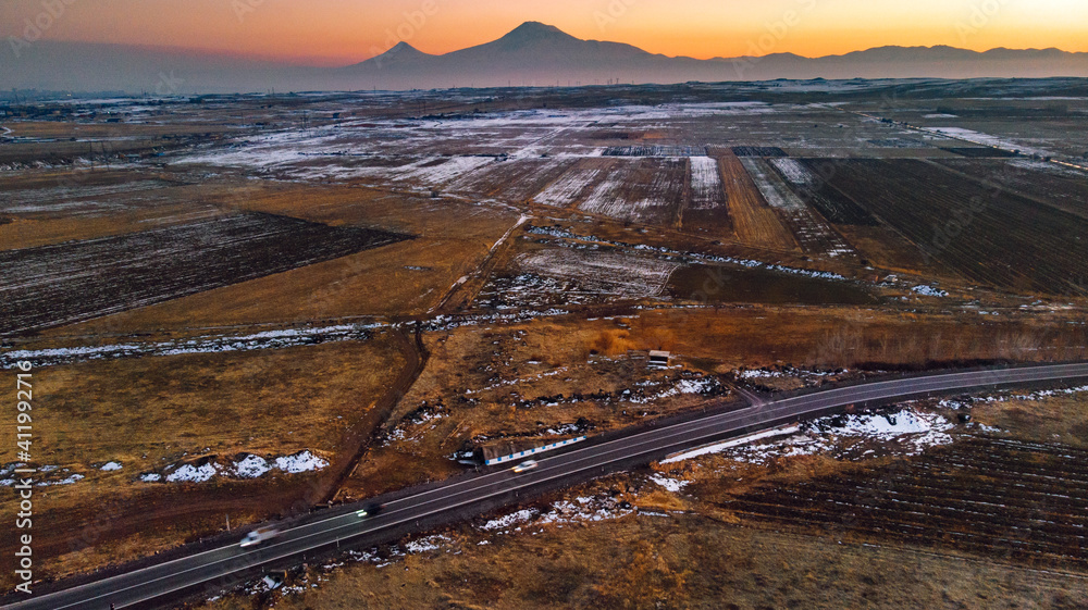 Ararat mountain with snowy landscape
