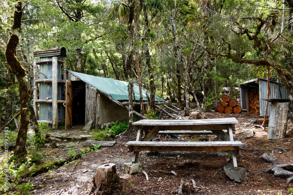 Soper Shelter at Lake Stanley, Kahurangi National Park, New Zealand. Soper Shelter at Lake Stanley, Kahurangi National Park, New Zealand.