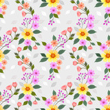 Colorful flowers seamless pattern for fabric textile wallpaper.