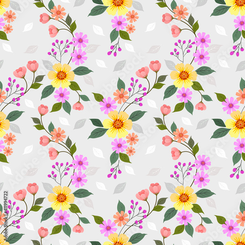 Colorful flowers seamless pattern for fabric textile wallpaper.