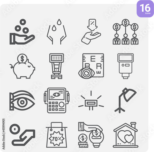 Simple set of reduction related lineal icons.