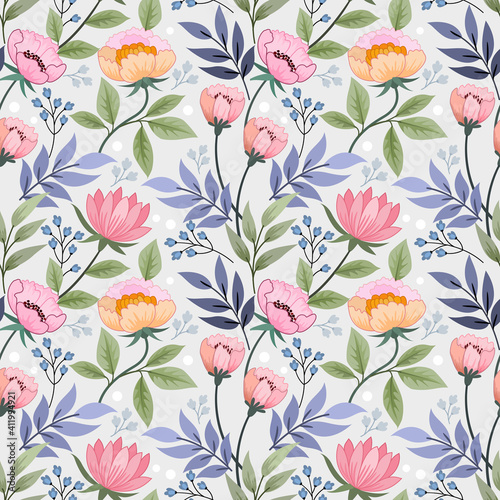 Colorful flowers seamless pattern for fabric textile wallpaper.