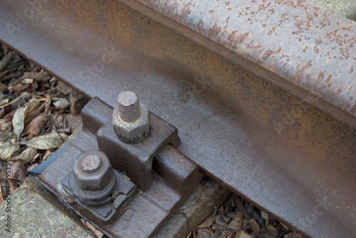 railroad ties fastening with bolts railway, railroad, rail,