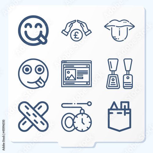 Simple set of 9 icons related to flap