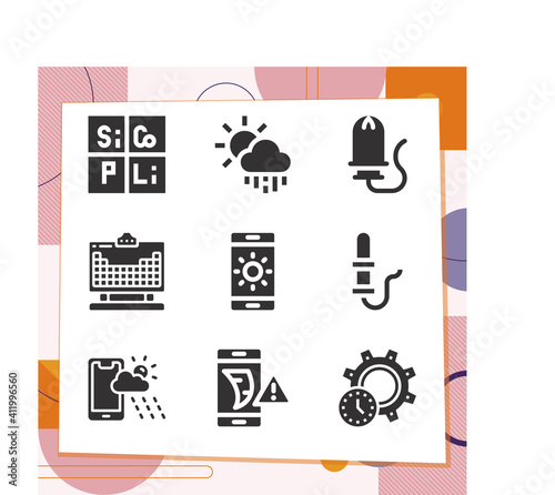 Simple set of 9 icons related to threaten