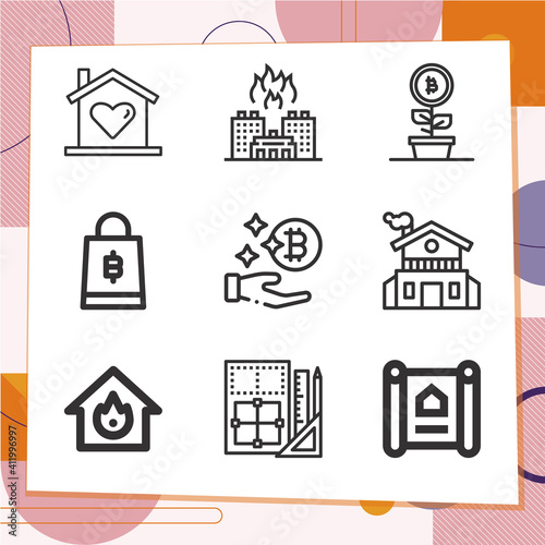 Simple set of 9 icons related to lords