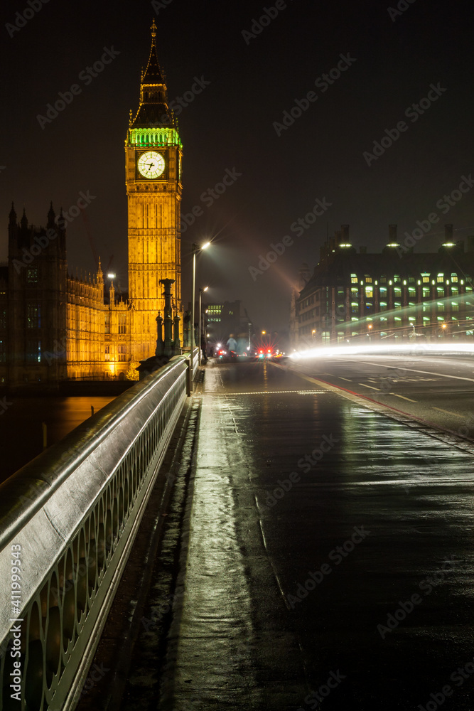 Big Ben, Houses of Parliament, Westminster Bridge, London at Night