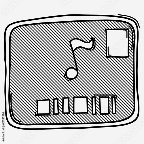 Audio and subtitle on screen doodle vector icon. Drawing sketch illustration hand drawn line eps10