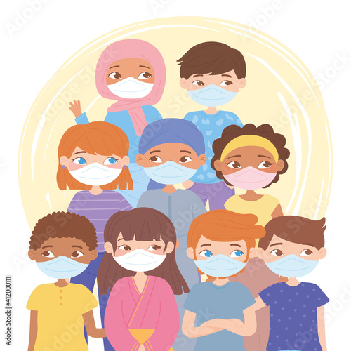 diverse people wearing face masks during the covid 19 pandemic