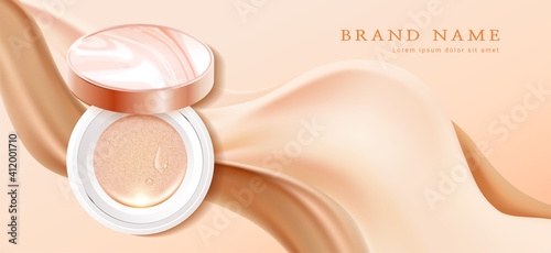 Makeup powder cushion poster template illustration.