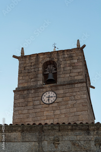 Castle bell tower in Castelo Novo village in Portugal photo