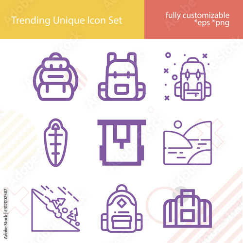 Simple set of trails related lineal icons.