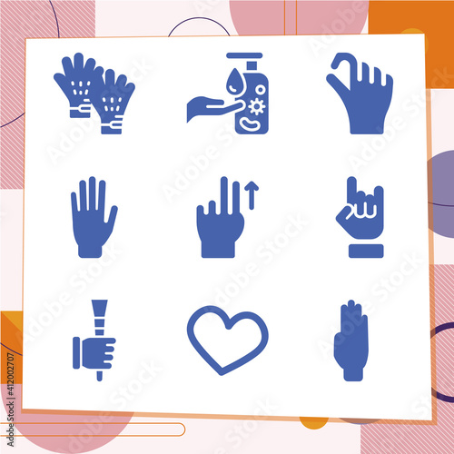 Simple set of 9 icons related to commit