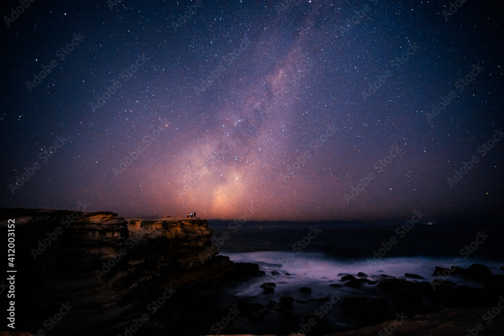 Milky Way aurora over the sea
