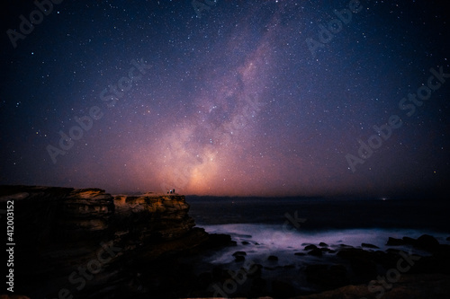 Milky Way aurora over the sea