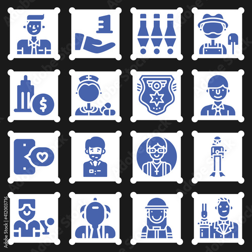 16 pack of professionals  filled web icons set