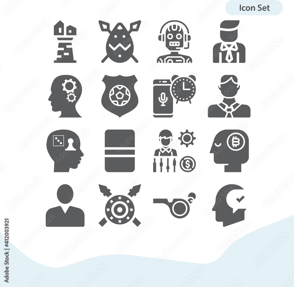 Simple set of coordinator related filled icons.
