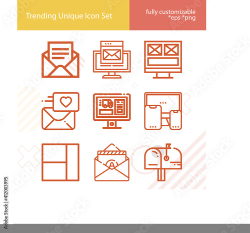 Simple set of newsletter related lineal icons. © Nana