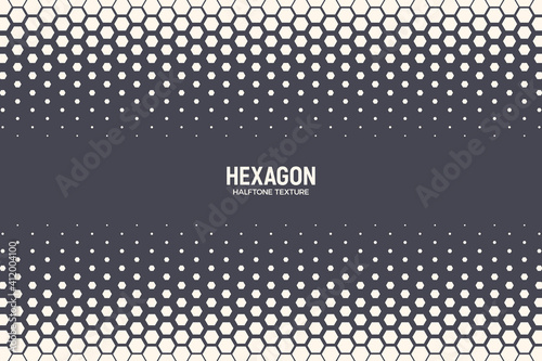 Hexagonal Pattern Vector Abstract Geometric Technology Background. Retro Colored Halftone Hexagons Border. Minimal Style Dynamic Tech Wallpaper