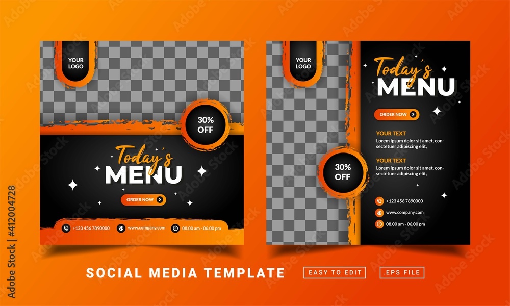 Flyer or social media post themed restaurant food menu template Stock ...