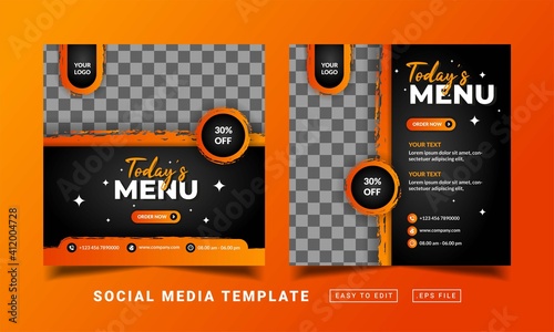 Flyer or social media post themed restaurant food menu template