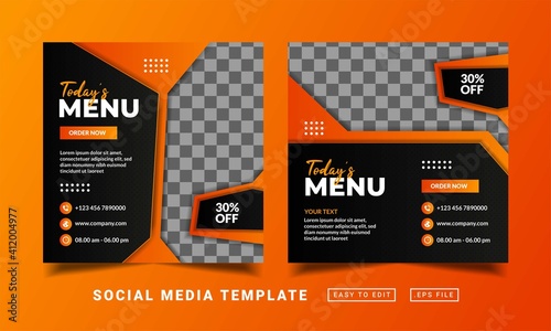 Flyer or social media post themed today food menu template