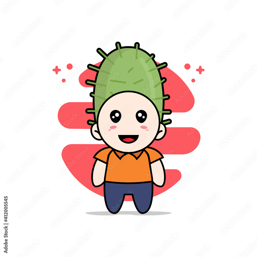 Cute courier character wearing cactus costume. Cute courier character wearing cactus costume.