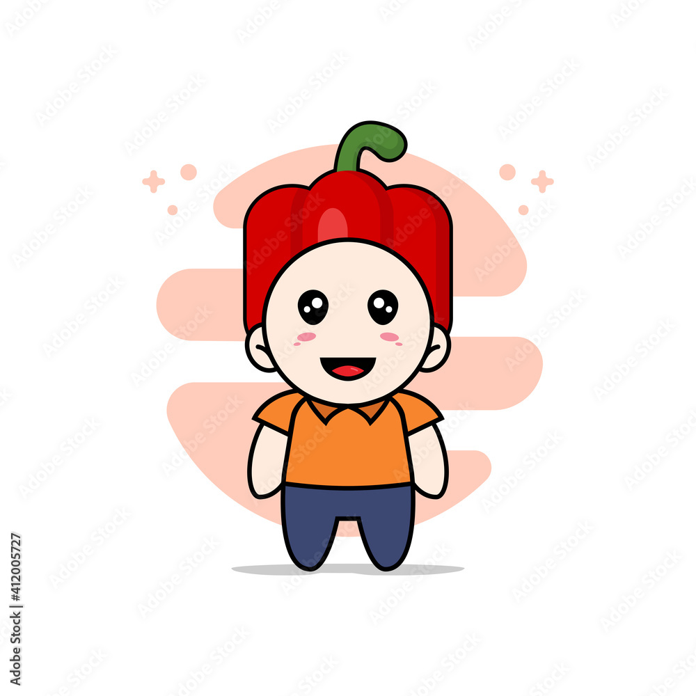 Cute courier character wearing Red paprika costume.