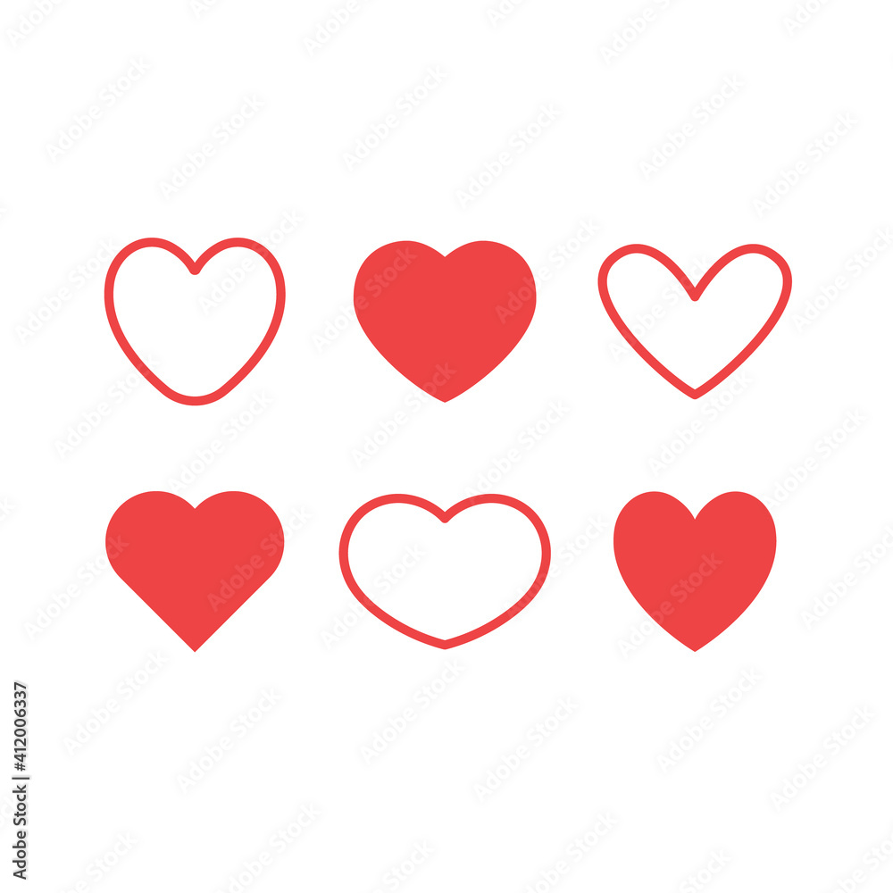 Hearts icon set. Valentine's day heart vector.