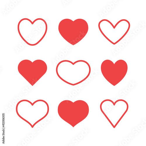 Hearts icon set. Valentine's day heart vector.