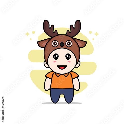 Cute courier character wearing deer costume.