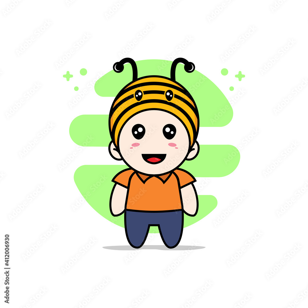 Cute courier character wearing bee costume. Cute courier character wearing bee costume.