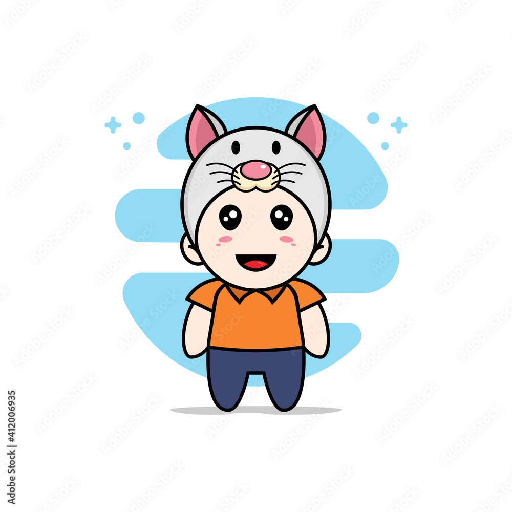 Cute courier character wearing mouses costume. Cute courier character wearing mouses costume.
