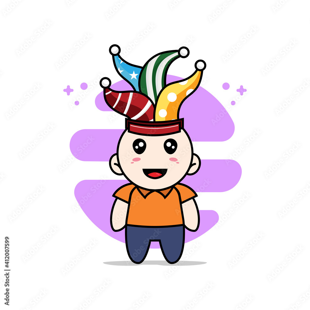 Cute courier character wearing birthday hat. Cute courier character wearing birthday hat.