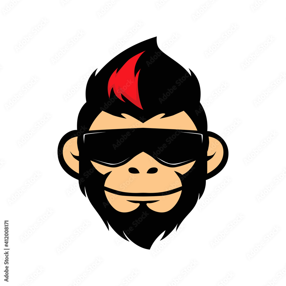 modern stylist monkey face wearing glasses illustration mascot