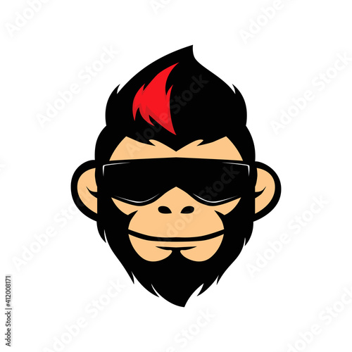 modern stylist monkey face wearing glasses illustration mascot