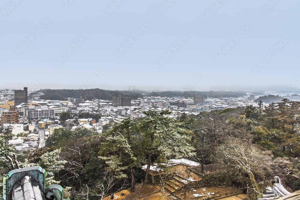 冬の松江城の天守からみた風景