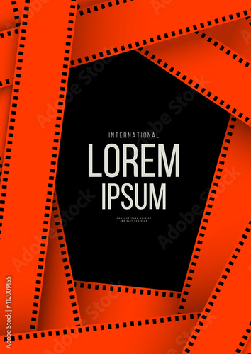 Movie and film poster design template background with vintage retro filmstrip