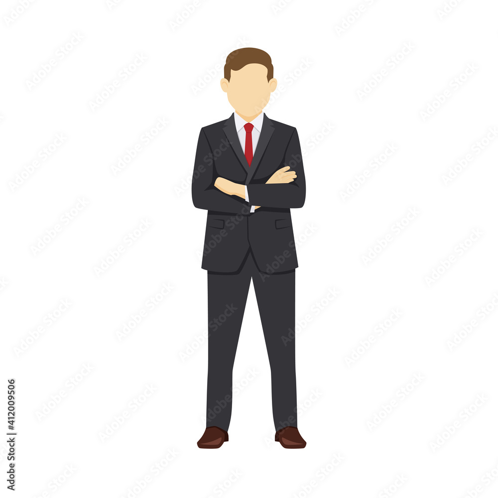 Illustration of Business Man with Arms Crossed Flat Design Vector Illustration. Illustration of Business Man with Arms Crossed Flat Design Vector Illustration.