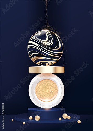 Makeup powder cushion poster template illustration.