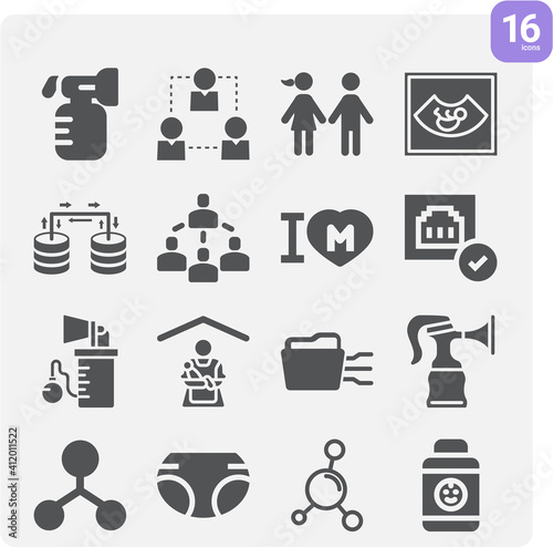 Simple set of related related filled icons.