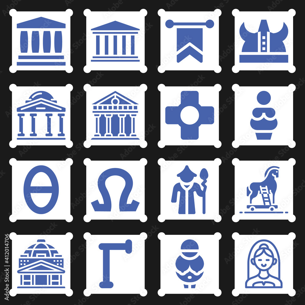 16 pack of mythology  filled web icons set