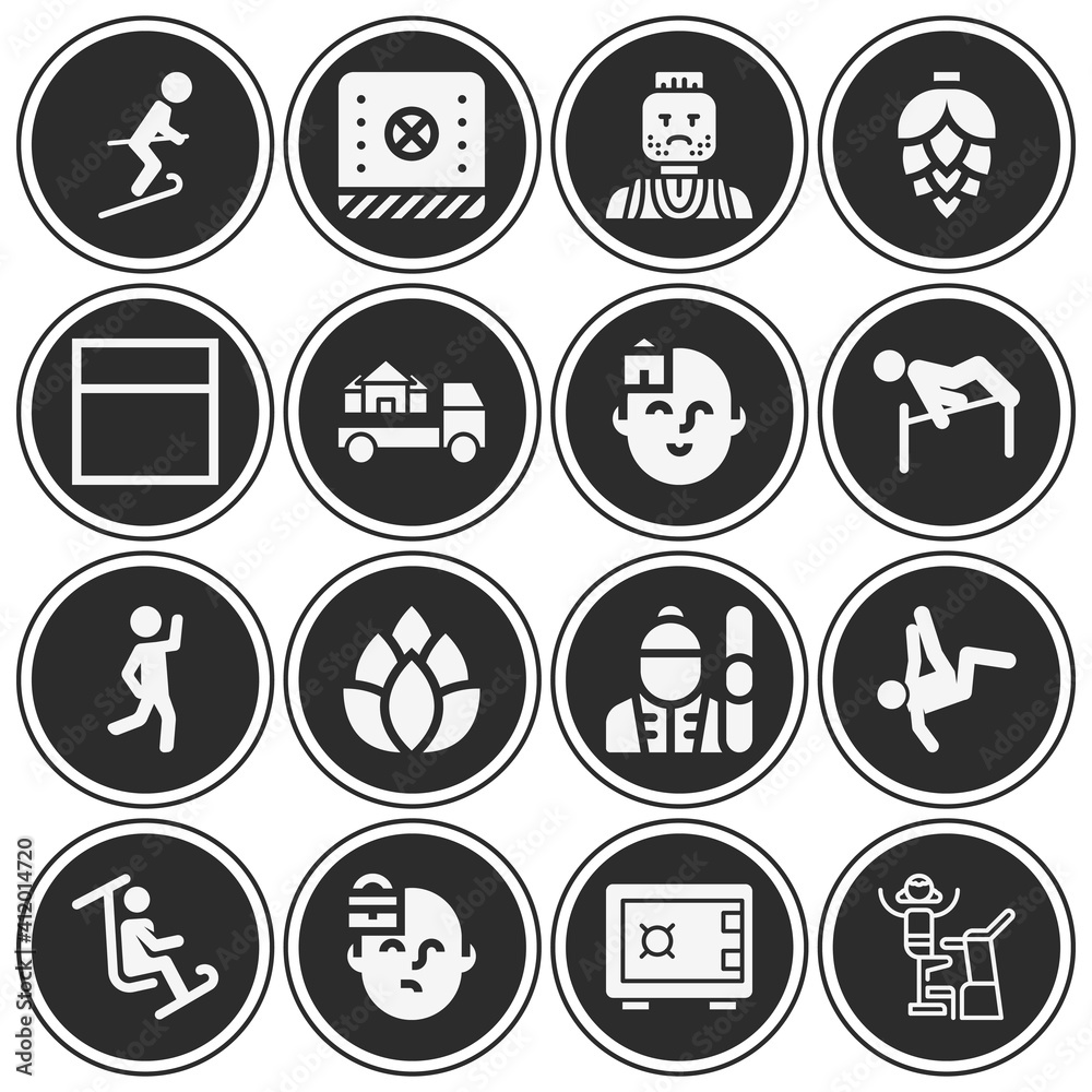 16 pack of jumping  filled web icons set