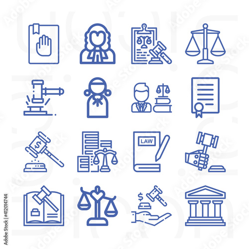 16 pack of verdict  lineal web icons set